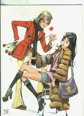 Postal: Escena familiar: ilustracion de Dau o Dali ?