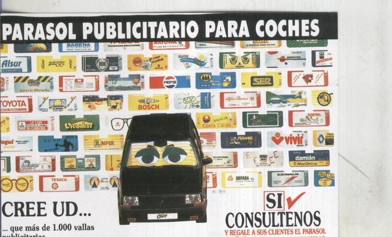 Postal: Parasol publicitario para coches, propaganda comercial