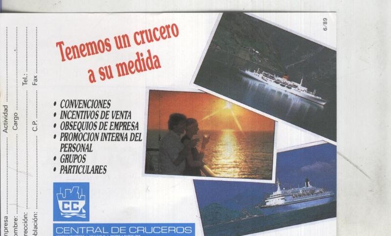 Postal: Central de Cruceros, propaganda comercial