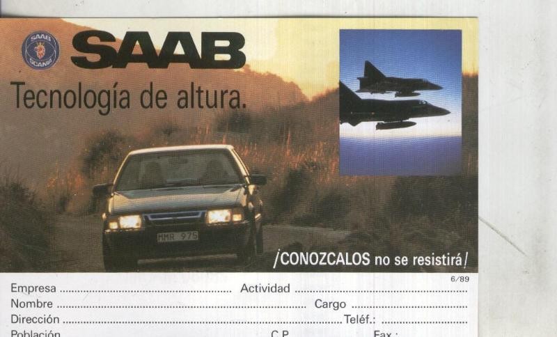Postal: Saab, propaganda comercial
