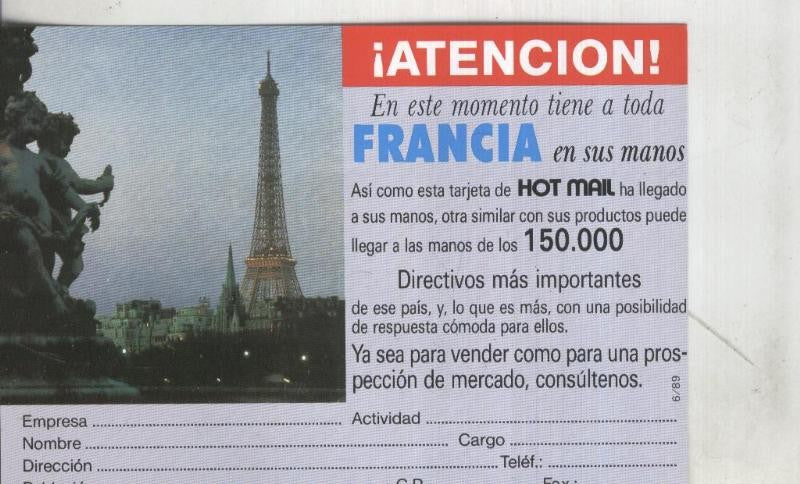 Postal: Francia, propaganda comercial