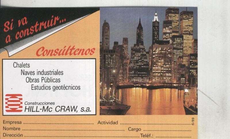 Postal: Hot Mail: Construcciones Hill Mc Craw S.A, propaganda comercial
