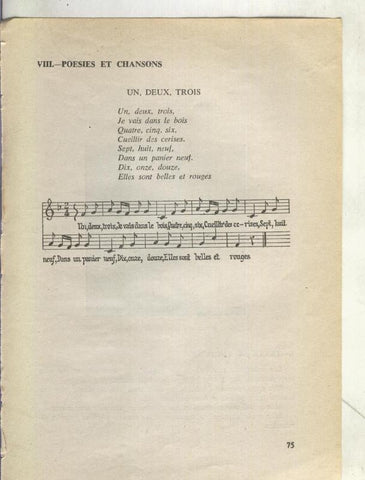 Foto: Texto y musica poema Un, deux, trois