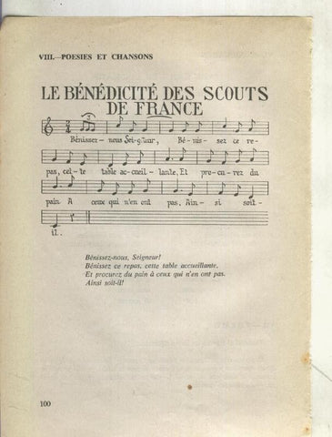 Foto: Letra y musica de Le Benedicite des scouts de france