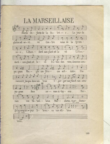 Foto: Letra y musica de La Marseillaise
