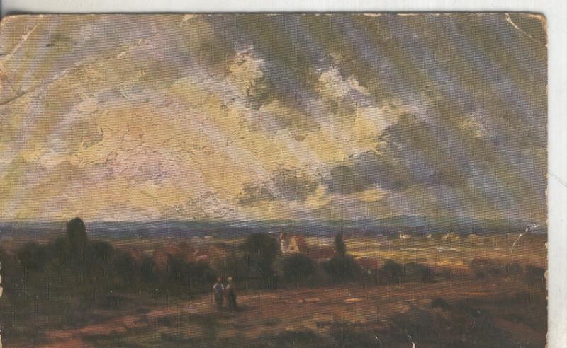 Postal  coloreada de epoca  0150 : Pintura paisaje ?