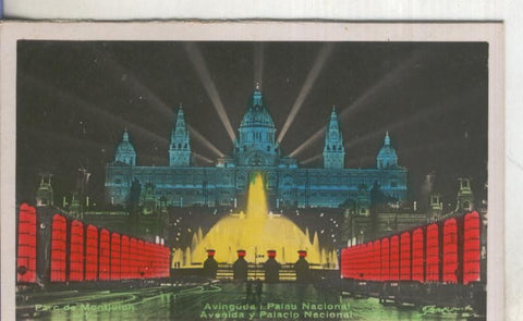 Postal  coloreada de epoca  0148 : Avinguda y Palau Nacional de Barcelona