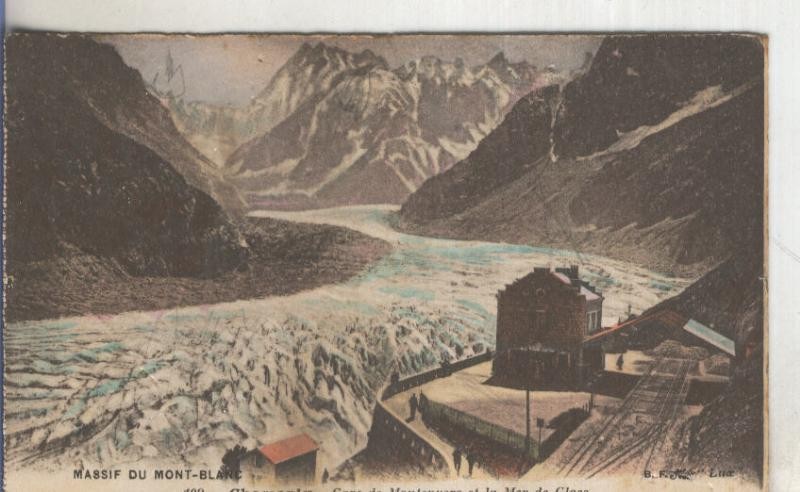 Postal  coloreada de epoca  0143 : Massif du Mont Blanc-Chamonix:  