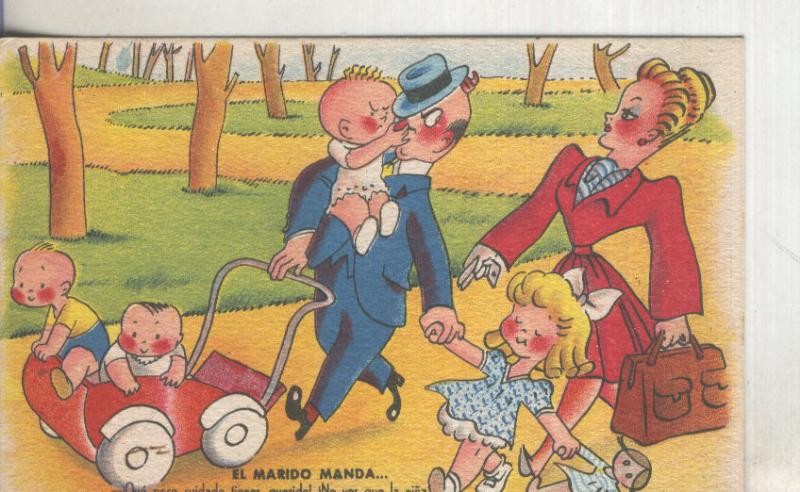 Postal  coloreada de epoca  0140 : El marido manda por Muntañola