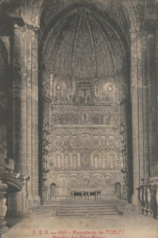 Postal B/N 0110 : Monasterio de Poblet: Retablo del Altar Mayor