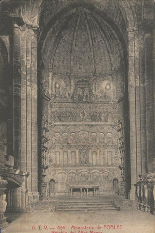 Postal B/N 0110 : Monasterio de Poblet: Retablo del Altar Mayor