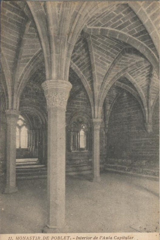 Postal B/N 0108 : Monastir de Poblet: Interior de Aula Capitular