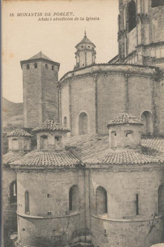 Postal B/N 0107 : Monastir de Poblet: Absis i absidioles de la Iglesia