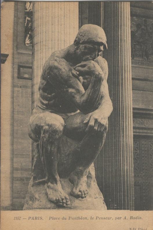 Postal B/N 0091 :  Le penseur de Rodin en Paris