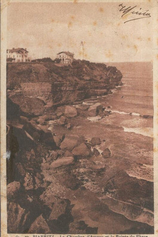 Postal B/N 0088 : La chambre d,amour et la pointe du Phare en Biarritz