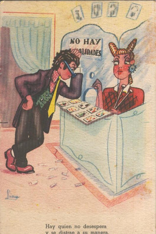 Postal coloreada de epoca 0081 : Ediciones Llama, ilustracion Liny