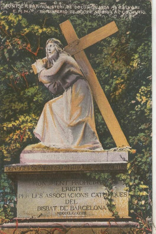 Postal coloreada de epoca 0073 : Montserrat: Misteri de Dolor: Pujada al calvari