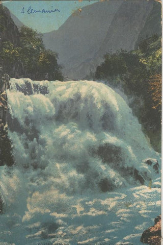 Postal coloreada de epoca 0072 : Gotthardbahn, Reussfall bel Goeschenen-Alemania