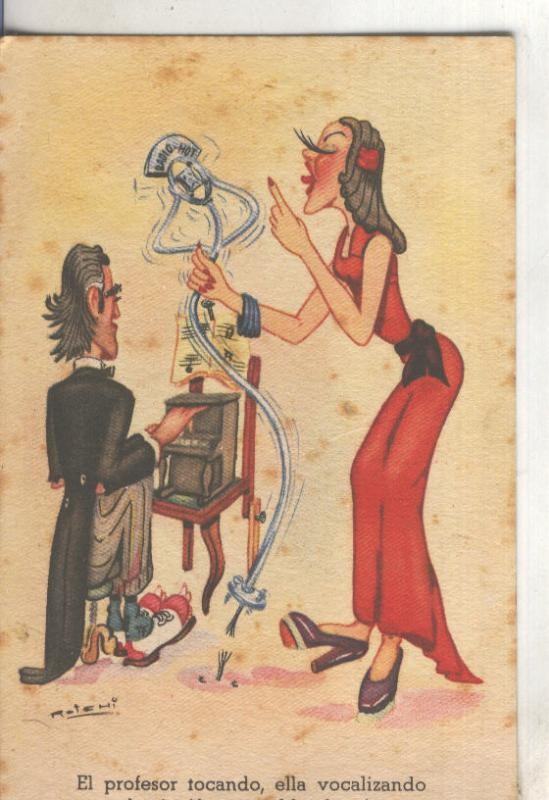 Postal coloreada de epoca 0064 : Ediciones Llama: Ilustracion de Rotchi