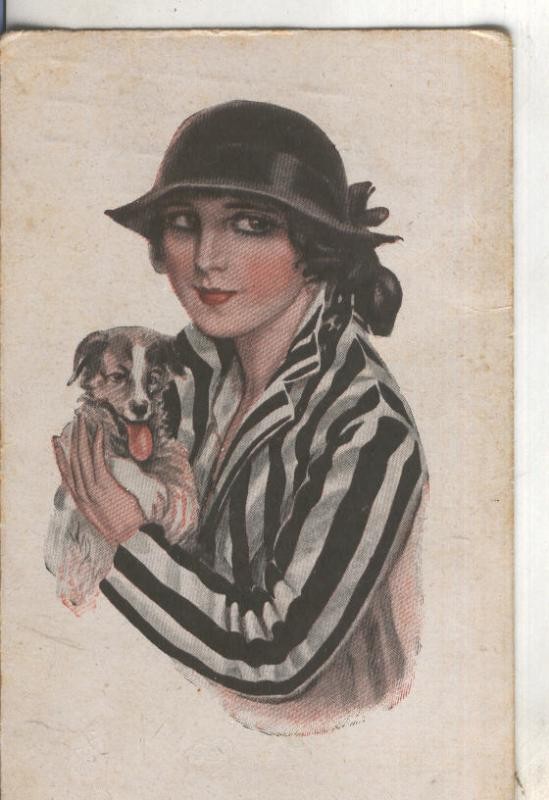 Postal coloreada de epoca 0062 : Ilustracion Femenina