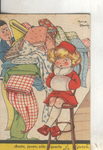 Postal coloreada de epoca 0060 : Ilustracion de Maria Claret