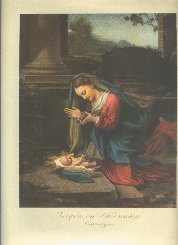 Lamina 09 para enmarcar: Virgen en adoracion de Corregio