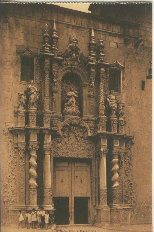 Postal B/N 0198 : Portada iglesia de Santa Maria de Alicante