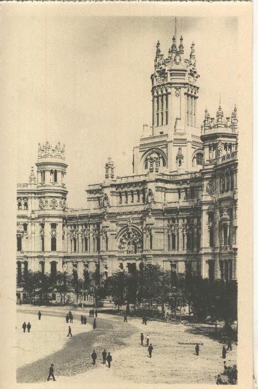Postal B/N 0200 : Palacio de Comunicaciones en Madrid, fototipia Hauser y Menet