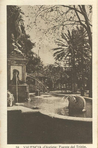 Postal B/N 0207 :  Glorieta Fuente del Triton en Valencia