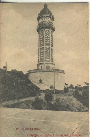 Postal B/N 0211 :  Deposito de agua Dos Rius en el Tibidabo de Barcelona