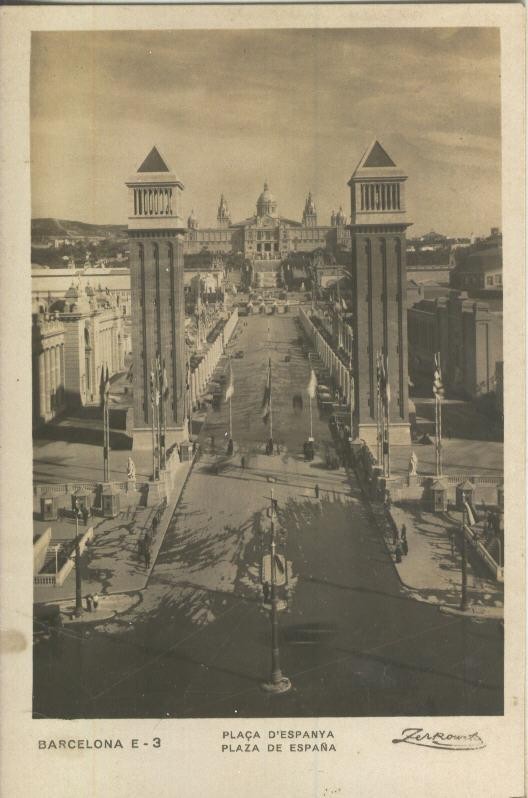 Postal B/N 0214 : Plaza de España de Barcelona