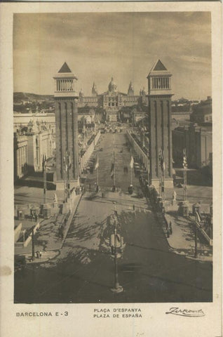 Postal B/N 0214 : Plaza de España de Barcelona