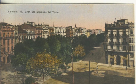 Postal B/N 0224 : Gran Via Marques del Turia de Valencia, edita Jose Dura Perez