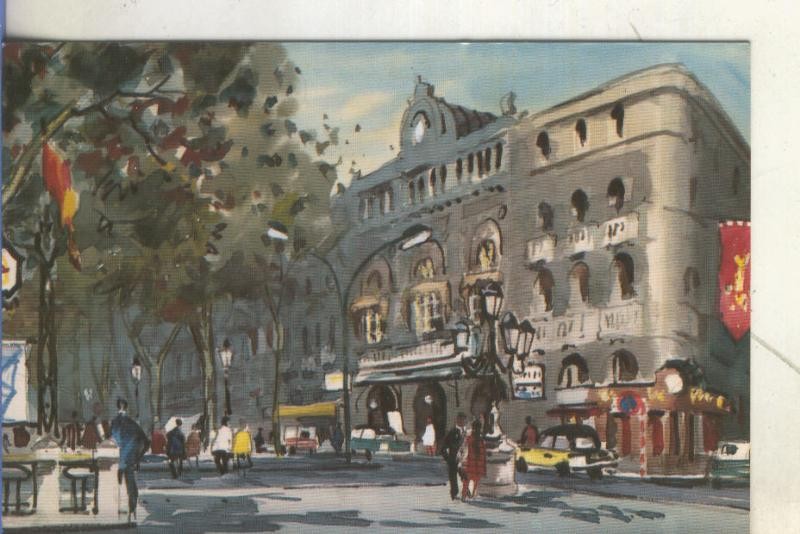 Postal 5924 : Acuarela del Teatro del liceo, propaganda Tele Confort