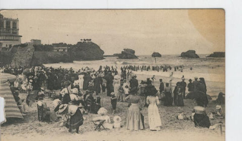 Postal B/N 0307 : Biarritz: La plage a l,heure du Bain