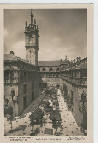 Postal B/N 0337 : Barcelona: Pati dels Tarongers en Palau Generalitat