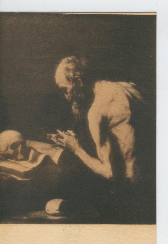 Postal B/N 0343 : Ribera; Santo Ermitaño en Oracion
