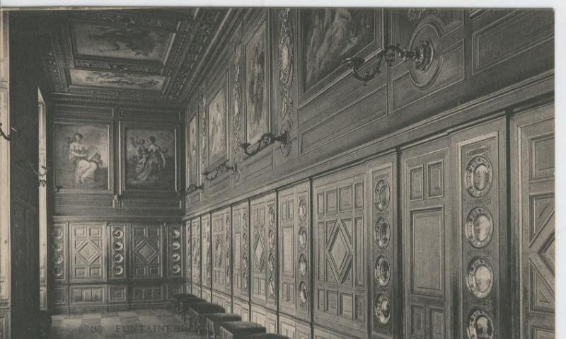 Postal B/N 0360 : Fontainebleau: La Galerie des Assiettes