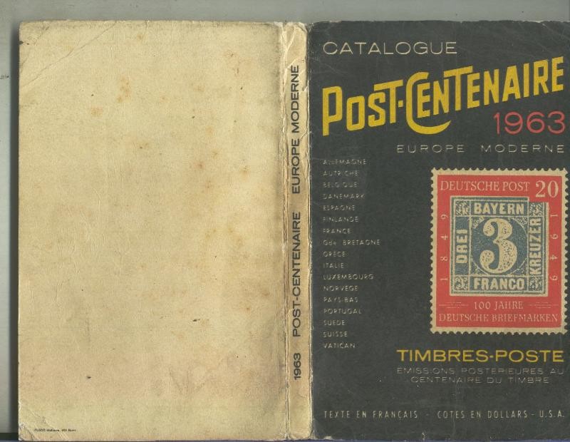 Catalogue sellos post centenarie 1963 europe moderne