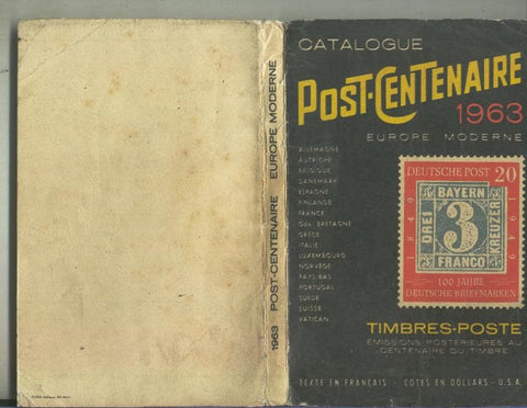 Catalogue sellos post centenarie 1963 europe moderne