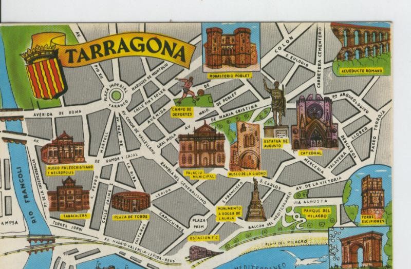 Postal 6625 : Plano ciudad y monumentos de Tarragona