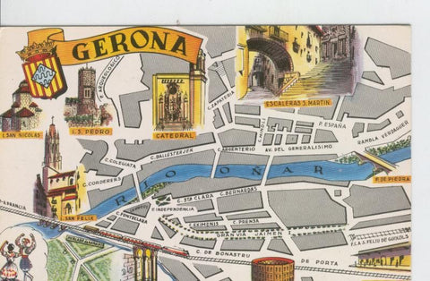 Postal 6655 : Plano ciudad y monumentos de Gerona