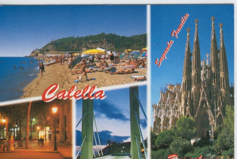 Postal 6774: Calella: vistas varias y Sagrada Familia de Barcelona