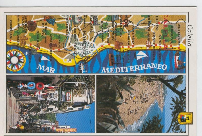 Postal 6775: Calella: vistas varias y mapa costa