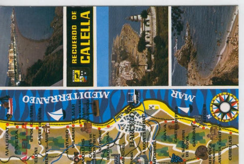 Postal 6786: Calella: vistas varias y mapa costa