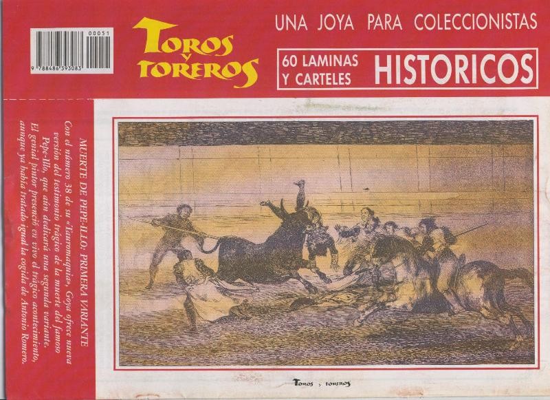 Lamina de La Lidia modelo 51: Muerte de Pepe Illo en Madrid  ilustrado por Goya