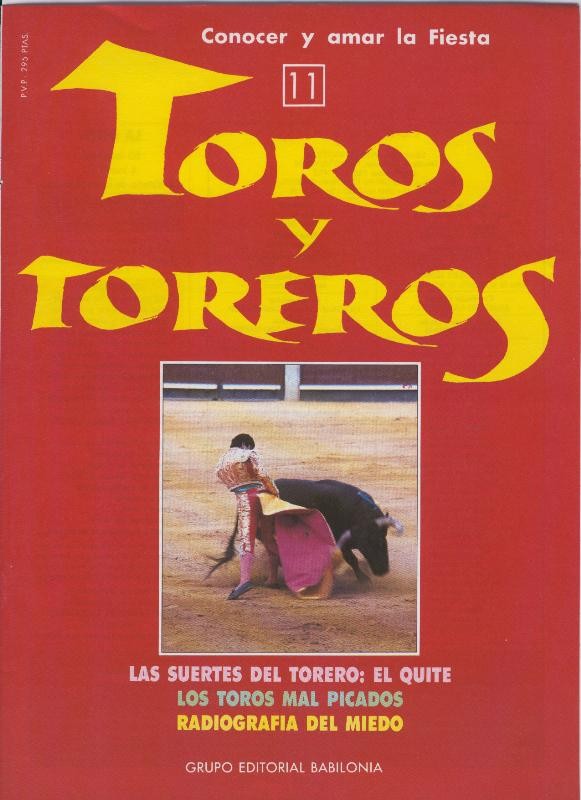 Portada fasciculo Toros y Toreros numero 11