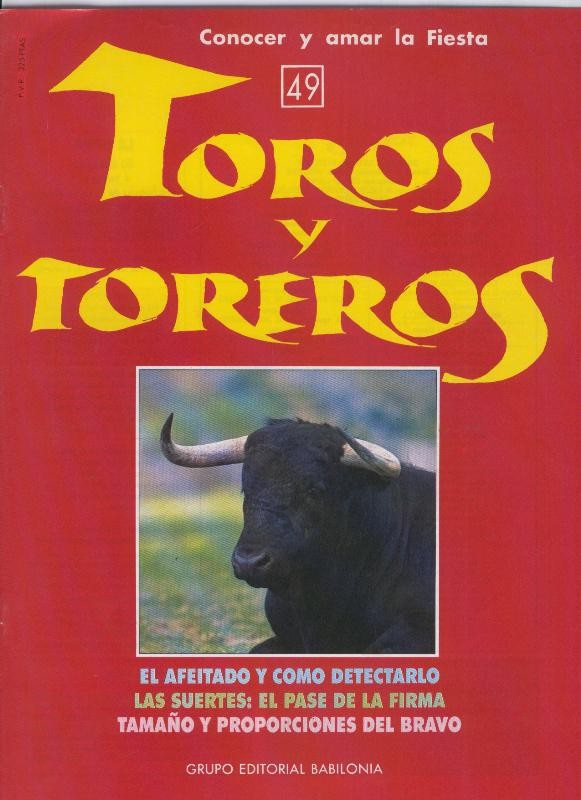 Portada fasciculo Toros y Toreros numero 49