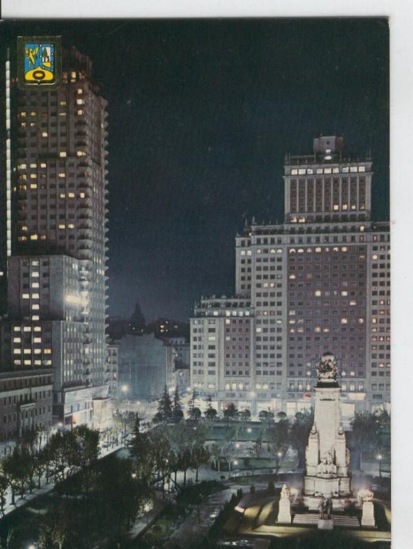 Postal 6998 : Madrid, Monumento a Cervantes, vista nocturna