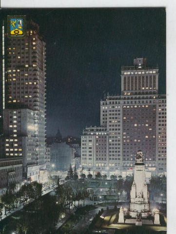 Postal 6998 : Madrid, Monumento a Cervantes, vista nocturna